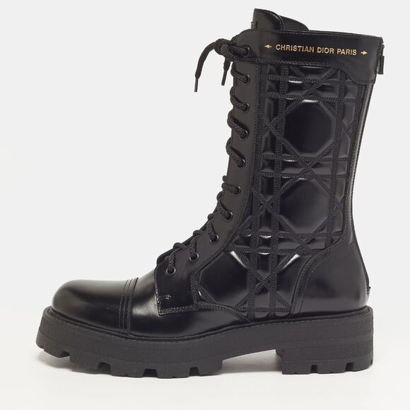 Dior Shoes - Dior D-Unit Size 41 Black Leather Combat Boots